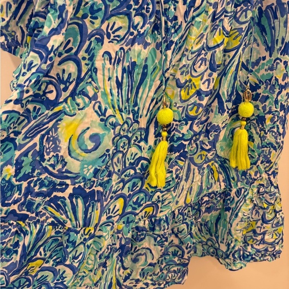 Lilly Pulitzer Alanna Swing Cold Shoulder Dress Blue Crush After Party Size XS - Picture 12 of 12